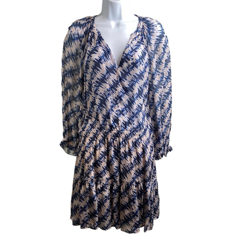 Velvet by‎ Graham & Spencer Blue/White Leah Peasant Dress  S Flowy Boho Coquette